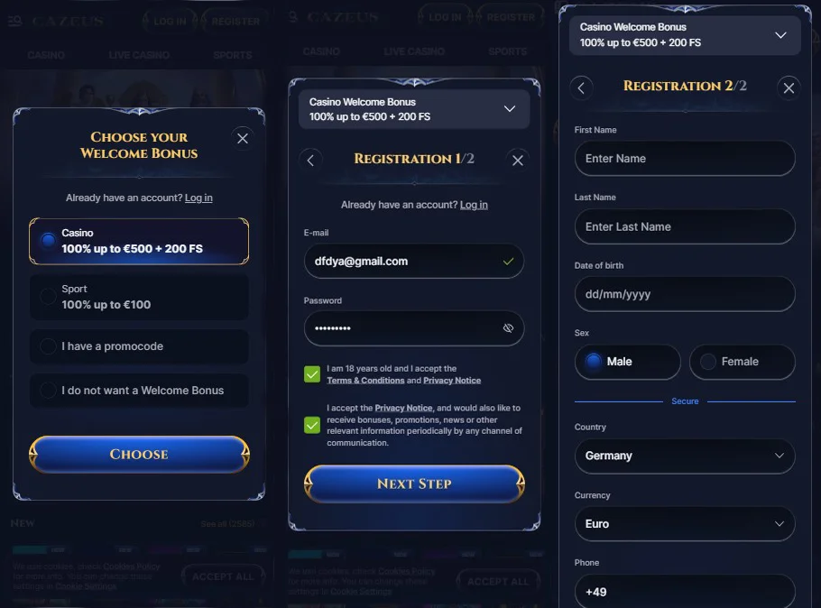 cazeus casino Gameplay