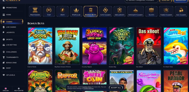 cazeus casino Gameplay